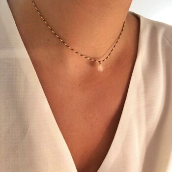 Collier lurex Iti Quartz Rose 1