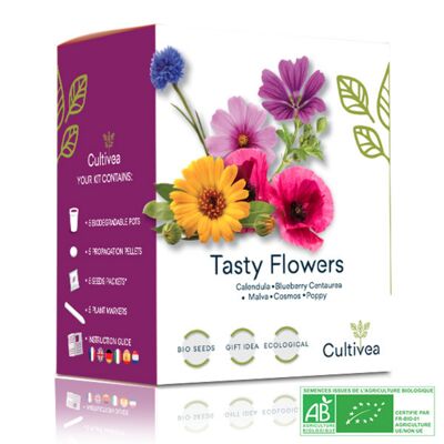 Mini kit listo para cultivar flores comestibles orgánicas *