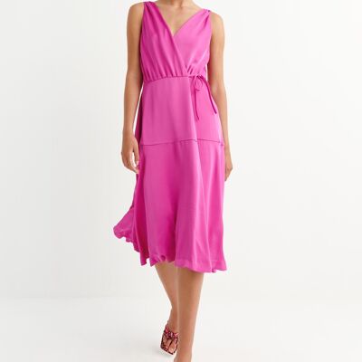 VESTIDO MIDI LENCERO CRUZADO MIA SUMMER (MAGENTA)