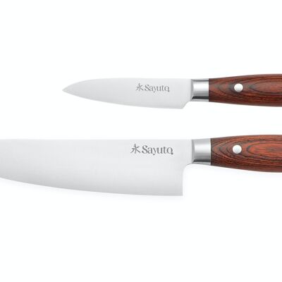Set de 2 cuchillos Chef + Office Sayuto Pakka X50