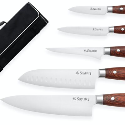 Cassa di 5 coltelli da cucina Sayuto Pakka X50
