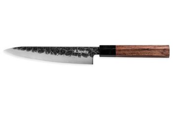 Couteau universel Sayuto Séquoia San Mai martelé 15cm 1