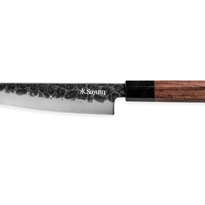 Cuchillo universal Sayuto Séquoia San Mai martillado 15cm