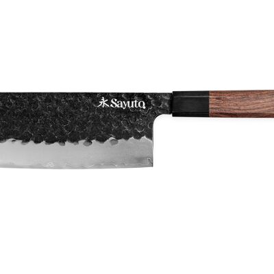 Sayuto Sequoia San Mai hammered nakiri knife 17cm