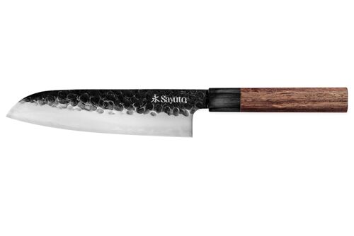 Couteau santoku Sayuto Séquoia San Mai martelé 18cm
