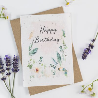 Tarjeta de felicitación de Plantable - Feliz cumpleaños - Tarjeta de flores silvestres