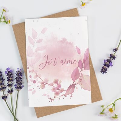 Tarjeta de felicitación para plantar - Te amo - Tarjeta con semillas de flores silvestres