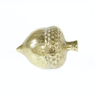 Ghianda in ceramica da posare, 9 x 9 x 13,5 cm, oro, 782862