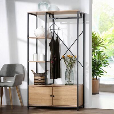 Wardrobe with shelves and storage 2 doors - H167 cm