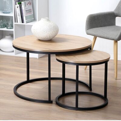 Set of 2 round nesting coffee tables - L70 cm