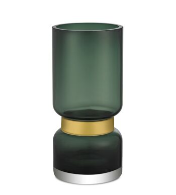 Vase en verre vert de luxe rétro futuriste avec de l'or TRI 36 GE 4