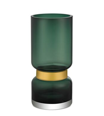 Vase en verre vert de luxe rétro futuriste avec de l'or TRI 36 GE 10