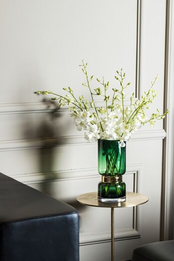 Vase en verre vert de luxe rétro futuriste avec de l'or TRI 36 GE 3