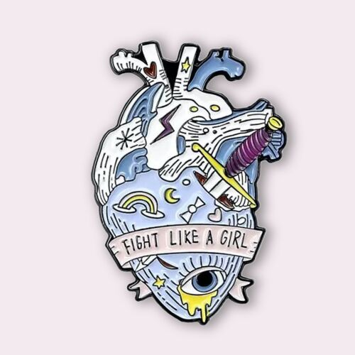 Pack de 10 Pin's - Pins Coeur Fight like a girl