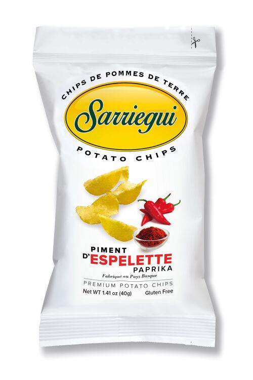 SARRIEGUI PATATAS CHIPS 40 G con pimentón de Espelette.