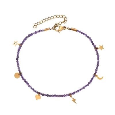 Anklet Charms Amethyst Gold