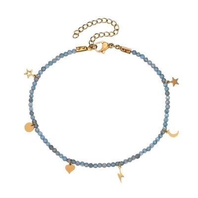 Bracelet de Cheville Or Aigue-Marine Charme