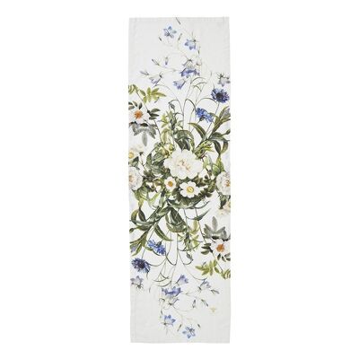 Chemin de table en lin - Jardin Fleuri Bleu