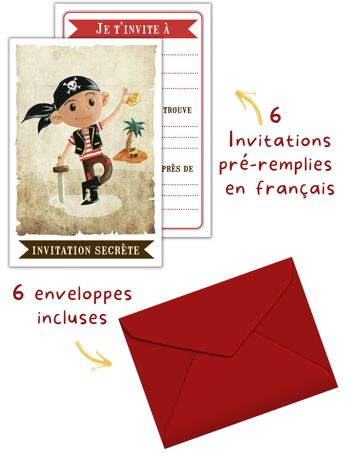 Box anniversaire Pirate | Pour une fête de pirate inoubliable | Invitations, cadeaux invités, pochettes surprises et jeux inclus | Box enfant 5 à 10 ans 3