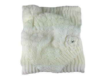 Ensemble bonnet et écharpe pour femme 280 (combi, 2 pièces) tricot lâche, avec pompon, bonnet long et boucle 2