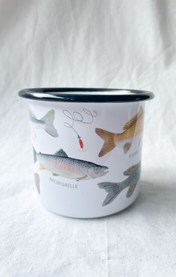 Mug émaillé "Fish" pour les pêcheurs ou les amoureux de la nature 2