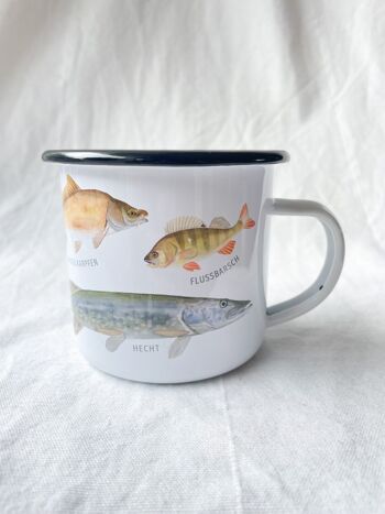 Mug émaillé "Fish" pour les pêcheurs ou les amoureux de la nature 3