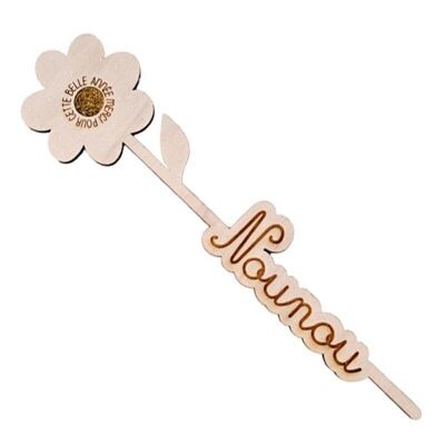 Wooden flower word "Nanny"