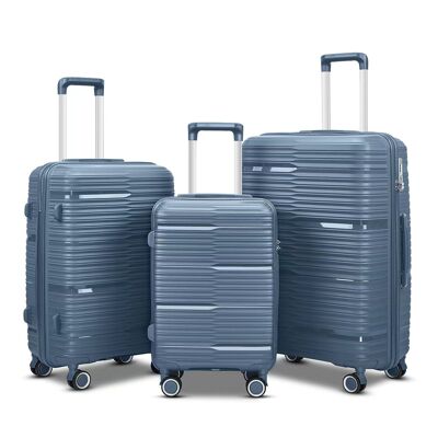 Set de 3 valises 4 roues Polypropylene ULTRA RESISTANT - Bristol - SuperFly (Bleu givré)
