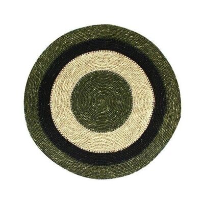 Luna round placemat d38cm in natural seagrass and khaki