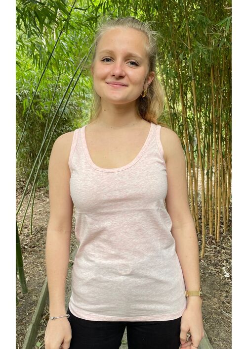 Débardeur rose crème chiné en coton BIO