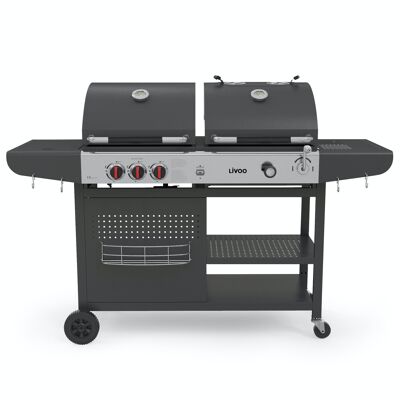 2-in-1-Holzkohle- und Gasgrill