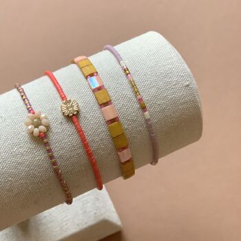 Bracelet Polly - Camel + Rose poudré et Rose translucide 2