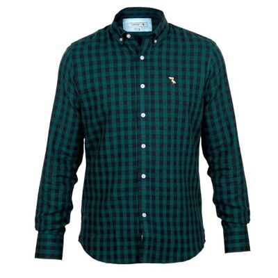 Camel pelican green and blue checked shirt