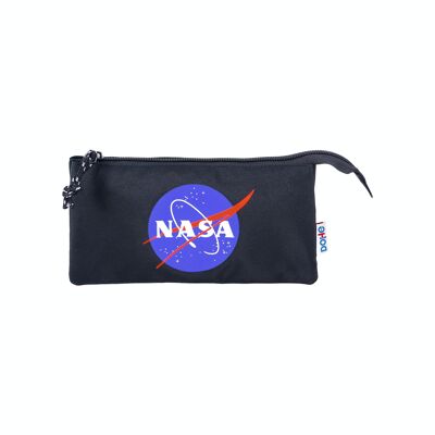 Dohe - Triple Pencil Case - 3 Zipped Pockets - Size 23x12x25 cm - NASA LOGO