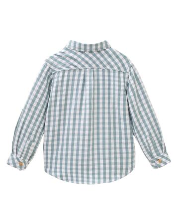 Chemise en coton à carreaux vert clair pour garçon 2