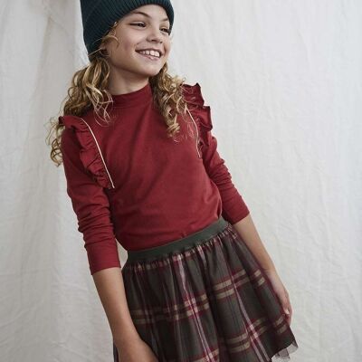 Girl's tartan skirt with tulle