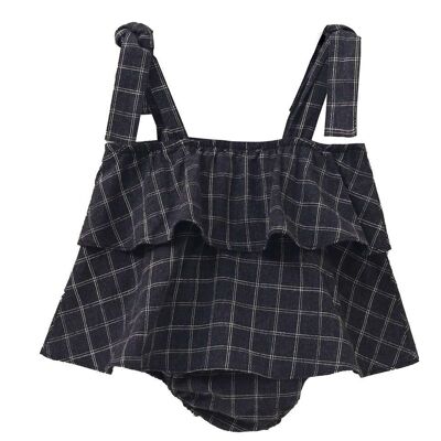 Baby girl's checked double-layer pinafore dress