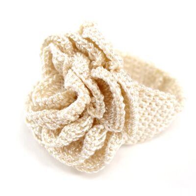 Textile lace ring, cream beige color