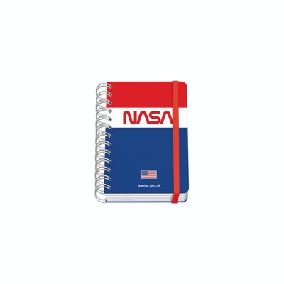 Dohe – Schulkalender – September 2023 bis Juni 2024 – Tagesseite – Größe 12 x 17 cm (A6) – zweisprachig: Spanisch und Englisch – NASA-Flagge