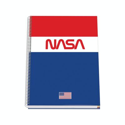 Dohe - Cuaderno Escolar con Cuadrícula - En Espiral - 100 Hojas de 90 g/m2 - Tamaño 22,8x30 cm (A4) - NASA FLAG