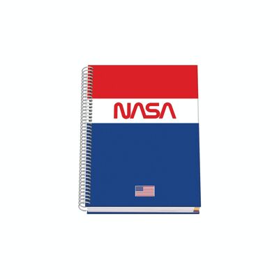 Dohe - Cuaderno Escolar con Cuadrícula - En Espiral - 100 Hojas de 90 g/m2 - Tamaño 16,2x21 cm (A5) - NASA FLAG