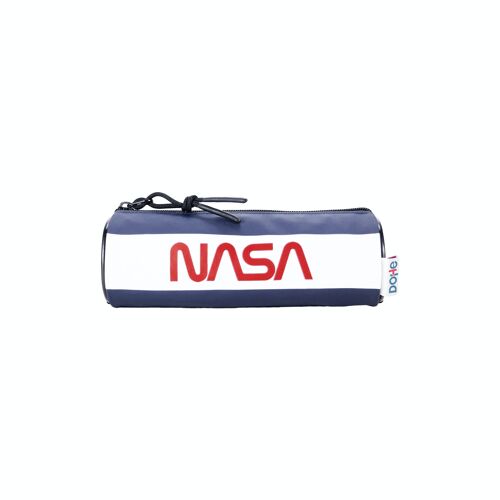 Dohe - Estuche Portatodo Redondo - Amplia Capacidad - Tamaño 21x7 cm - NASA FLAG