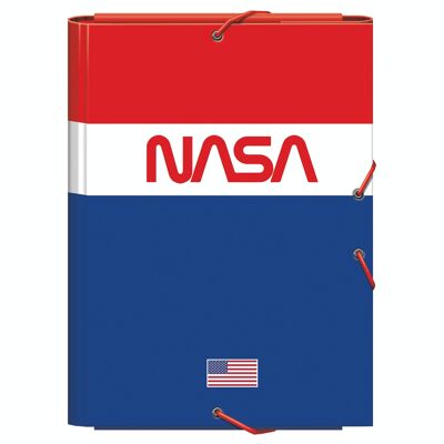 Dohe - Cartella con alette ed elastici - Dimensioni 26,5x35x2 cm (Folio) - NASA FLAG