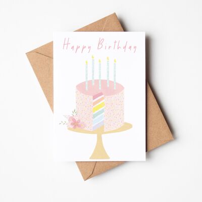 Tarjeta de cumpleaños con pastel de confeti