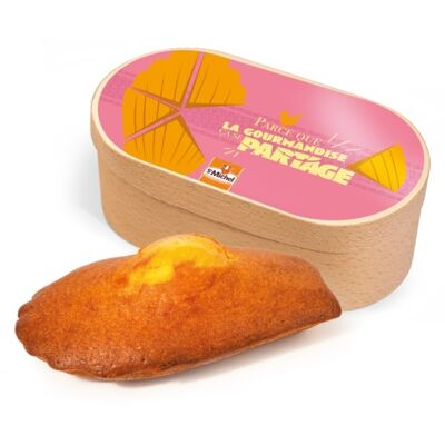 Coffret bois "Gourmandise se partage" Madeleine géante