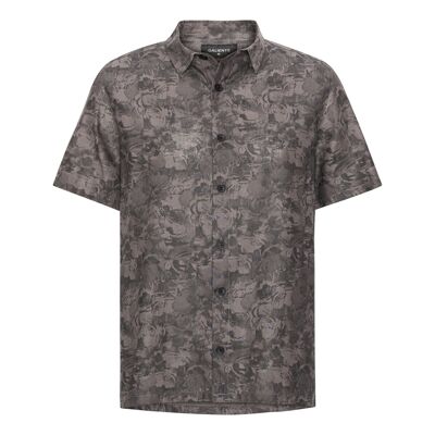 Flower printed short sleeved Linen shirt