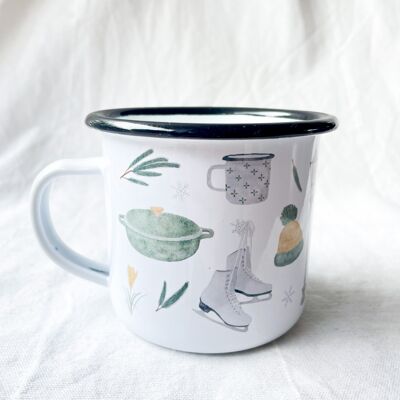 Enamel mug "Winter" | Mug Enamel Cup Christmas