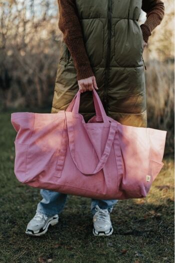 Grand sac en tissu bio rose