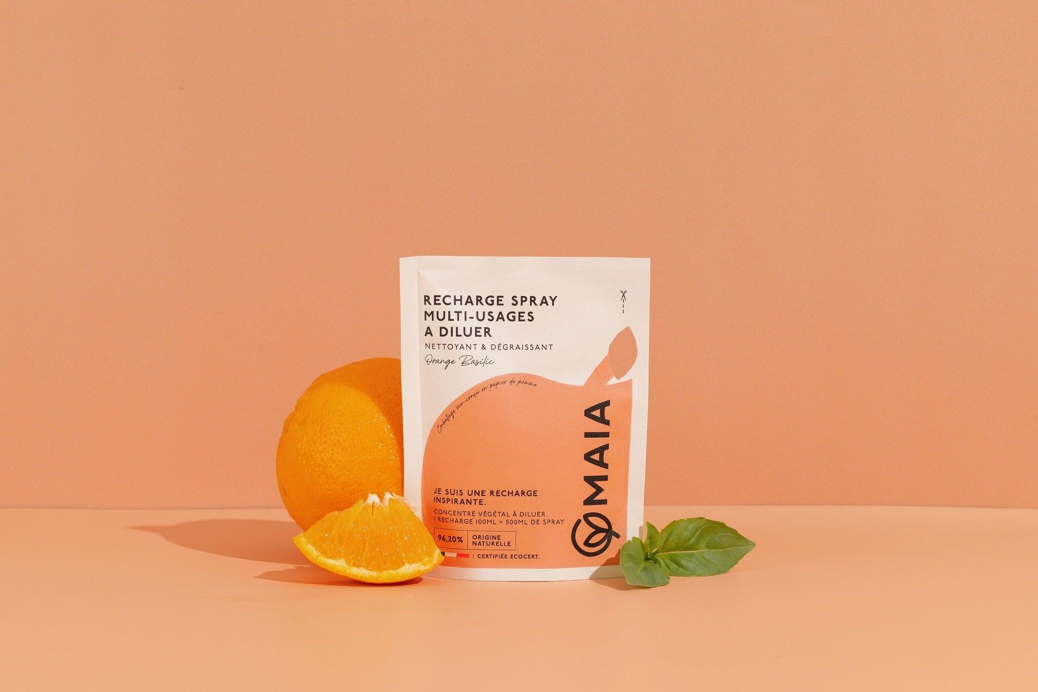 Nachfüllpackung für ökologisches Mehrflächenspray Orange & Basilikum