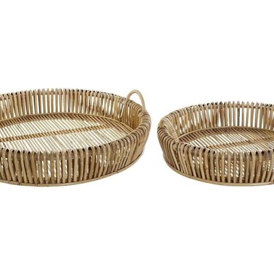 BANDEJA SET 2 RATAN 58X58X14,5 46,5CM NATURAL BD177893